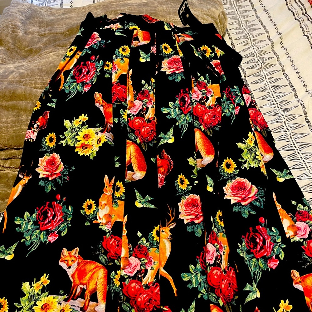 Hell Bunny Vixen Forest Animals Circle Skirt